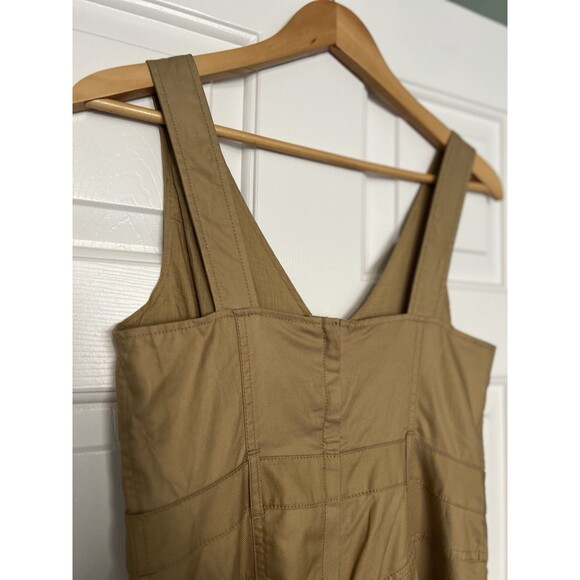 Banana Republic Drop Waist Midi Dress Brown Button Size 4P - Picture 10 of 13